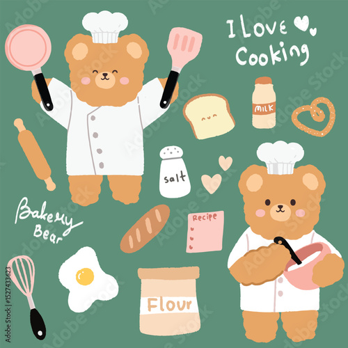 cute chef bear set 