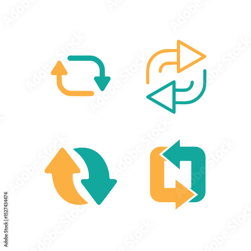 Set of cloud sync icon vector connecting arrows in a circular shape clean closeup for icon or logo