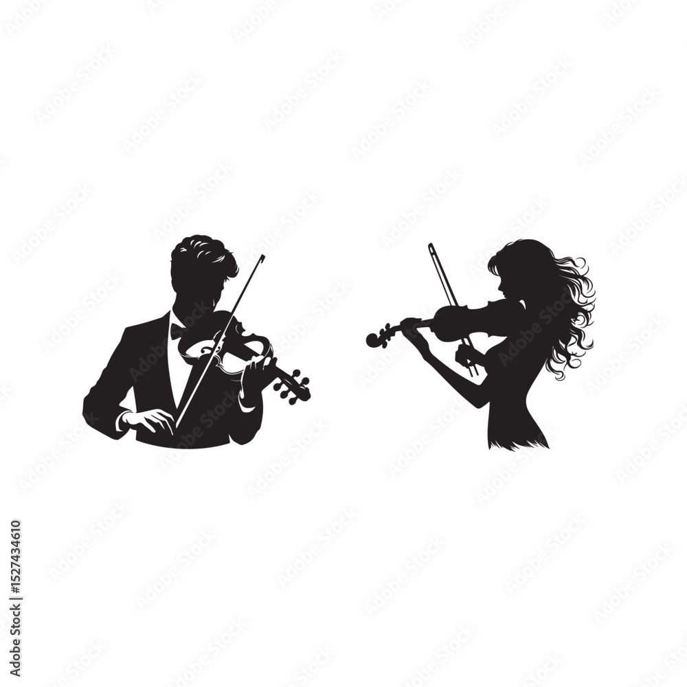 Fototapeta premium man and woman playing violin