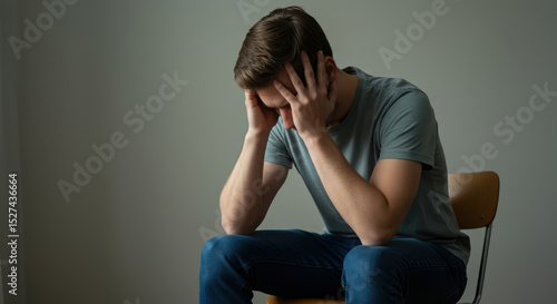 Stressed Man Holding His Head in Despair By Generated AI