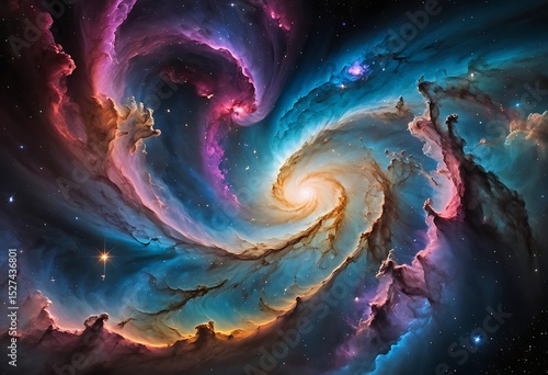 Cosmic Swirl A Stunning Nebula in Vivid Colors