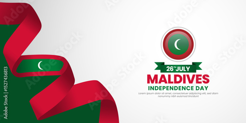 Maldives independence day banner background 26 July design element with waving ribbon flag