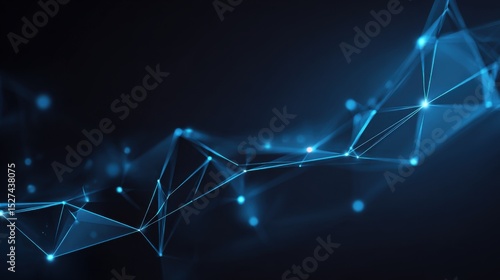 Abstract digital network with dark background showcasing intricate blue lines and glowing points forming geometric shapes, evoking a dynamic and futuristic cyber-themed design with a cool, technologic