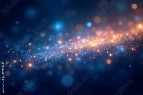 Abstract Blue and Orange Sparkling Particle Background