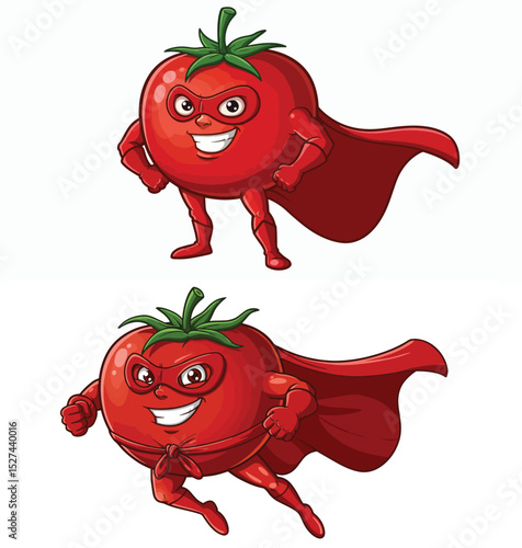 Superhero Tomato Mascot Character

