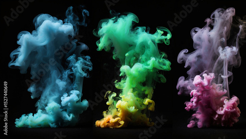 Smoke Set Isolated on Black Background for Creative Effects