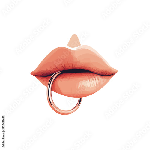 Nose Ring vector 2D flat illustration, isolated on a white background.