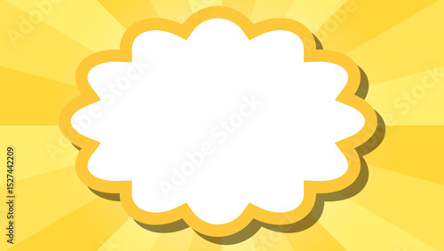 サンバーストとフレームの背景、ポップなデザイン	、雲型フレーム