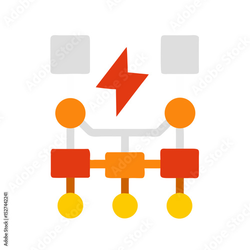 Electric Grid Network Icon Gray Transparent Background illustration