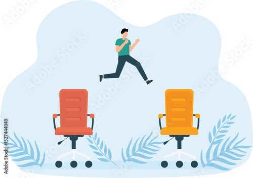 Job hopping and change many jobs in short time, move to new better career or position concept
