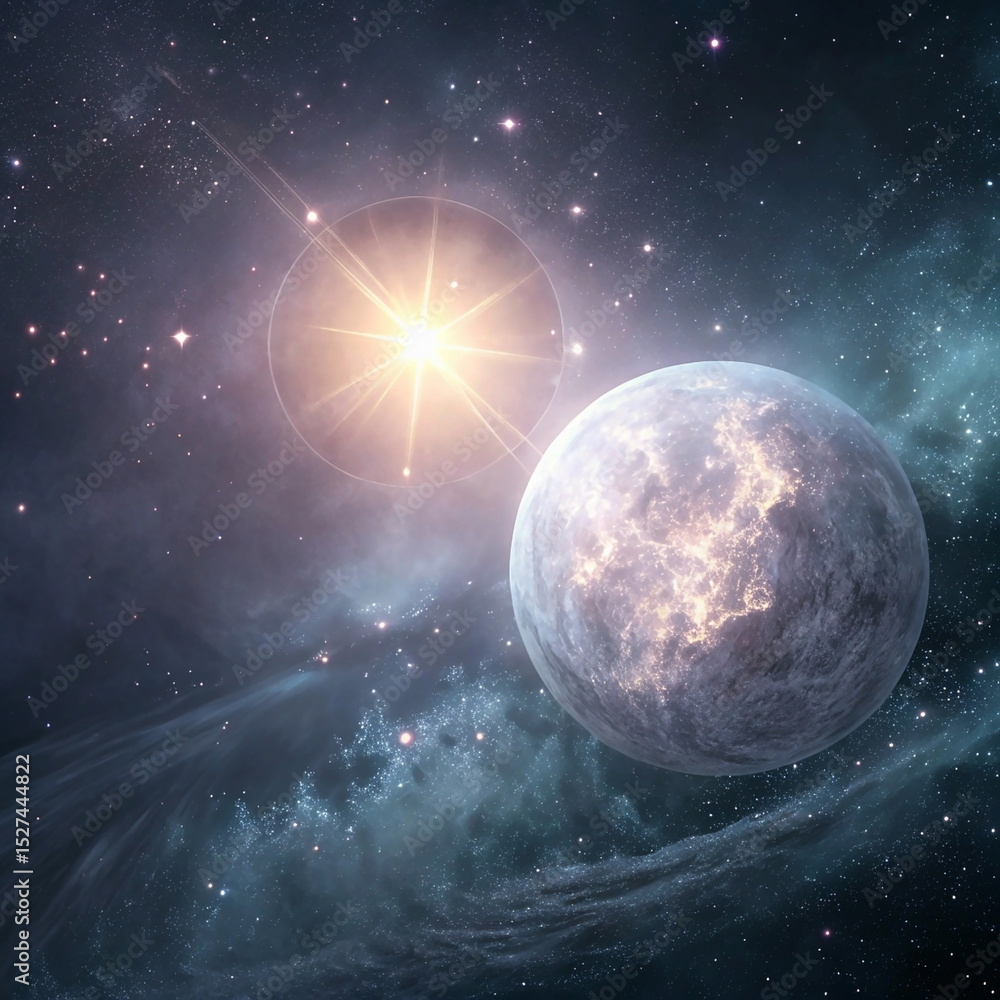 Obraz premium Luminous Orb Pulsing in Grainy Space