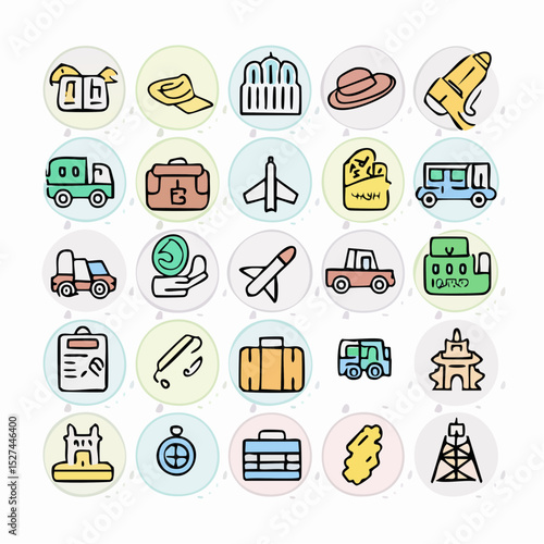 Simple Outline Style Travel, Vacation, and Tourism Icon Collection Downloadable SVG Icons for Websites and Designs