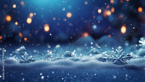 Charming Blue Snow Sparkling Background for Winter Celebrations