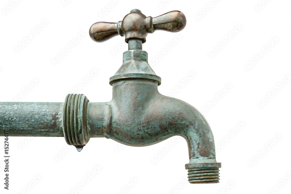 Antique leaky faucet isolated on a white background png ai generated Antique leaky faucet isolated on a white background png ai generated