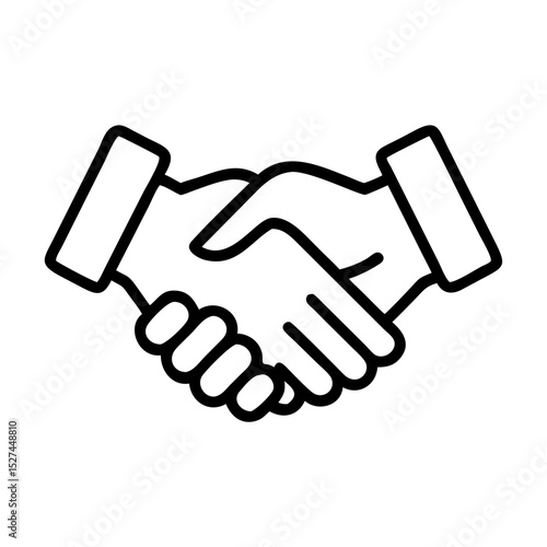 hand shake icon line art vector illustration, hand shake outline design.Simple Line Art Illustration of a Business Handshake.A clean, simple line drawing of two hands shaking.