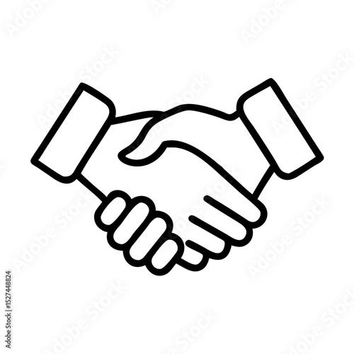 hand shake icon line art vector illustration, hand shake outline design.Simple Line Art Illustration of a Business Handshake.A clean, simple line drawing of two hands shaking.