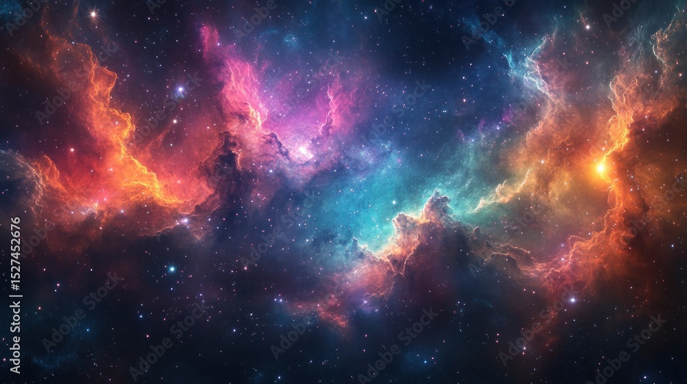 Fototapeta premium Cosmic nebulae with vibrant colors and stars