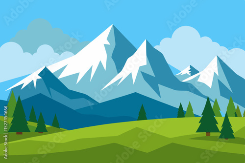 Majestic Mountain Peaks A Serene Landscape Illustration