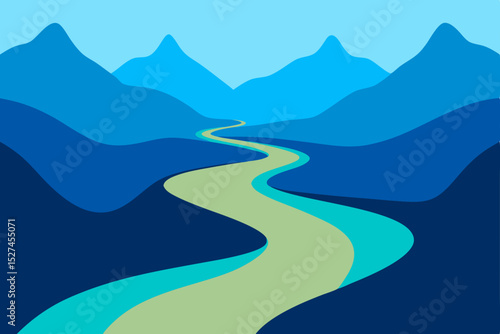 Serene Blue Mountain River Landscape A Journey Through Tranquil Waters