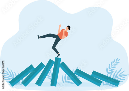 Economic recession from high inflation, stock market crash, crisis or depression concept
