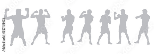 Set of vector illustrations of men's boxing silhouettes