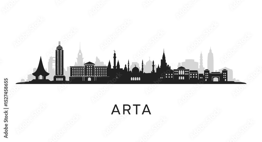 Obraz premium Arta city silhouette with cityscape vector design.