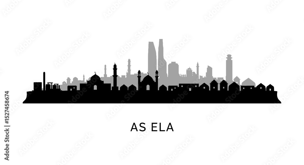 Naklejka premium As Ela with Syria Skyline Cityscape Silhouette.