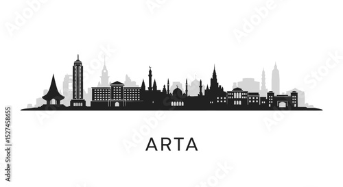 Arta city silhouette with cityscape vector design.