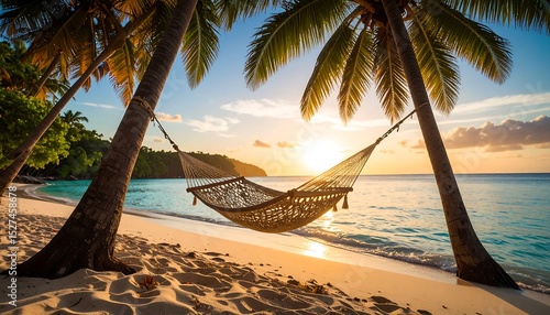 Tropical Beach Hammock Sunset