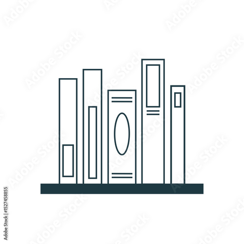 bookshelf illustration in linear style