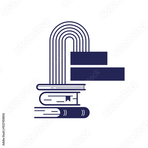 Linear stacked books with bookmark. book festival 