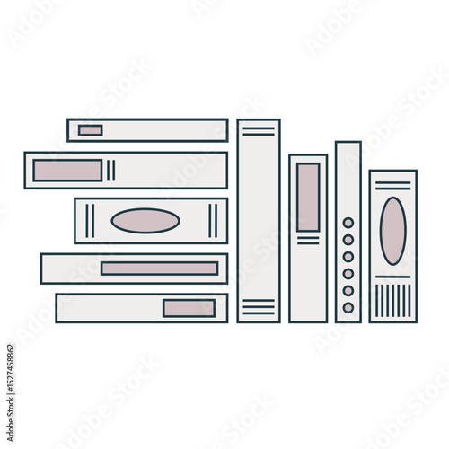bookshelf illustration in linear style