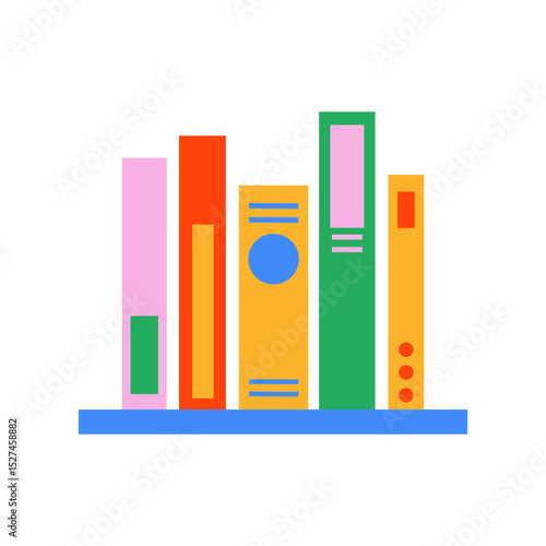 Colorful bookshelf illustration