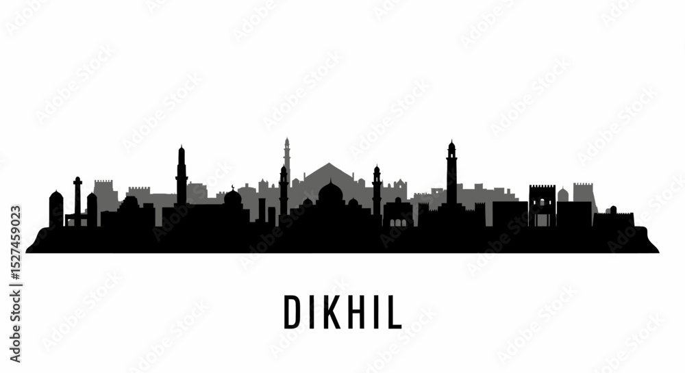 Obraz premium Dikhil Djibouti Skyline Vector Silhouette.