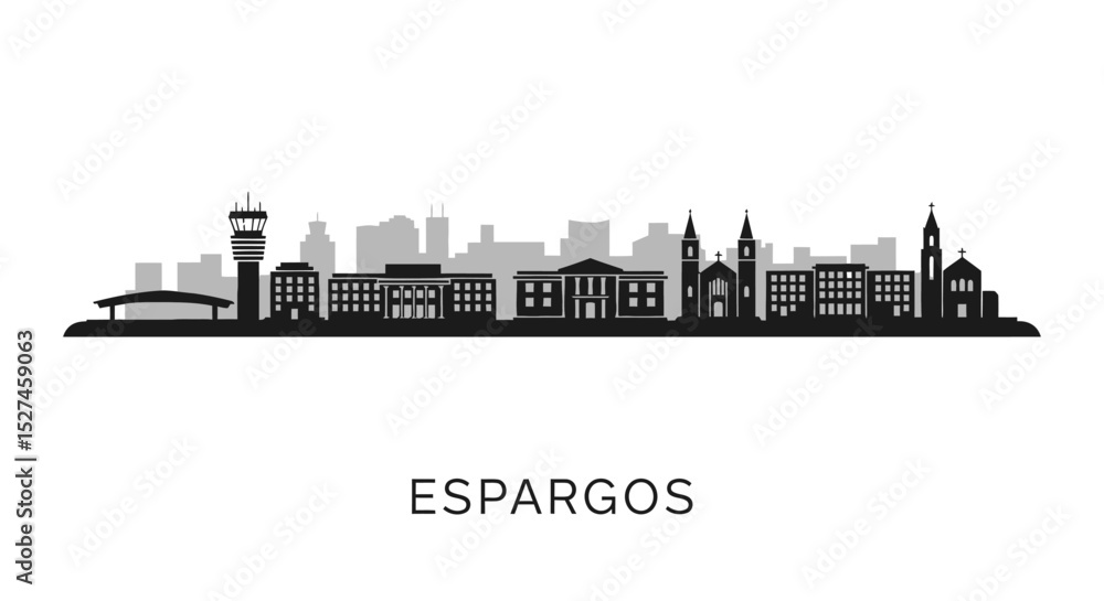 Naklejka premium Espargos Skyline Silhouette with Cape Verde.