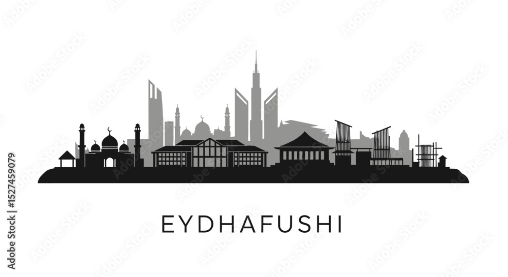 Naklejka premium Eydhafushi Skyline Maldives Vector Illustration.