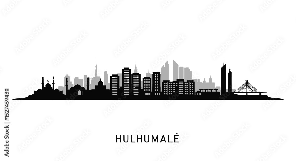 Obraz premium Hulhumale skyline Cityscape silhouette.