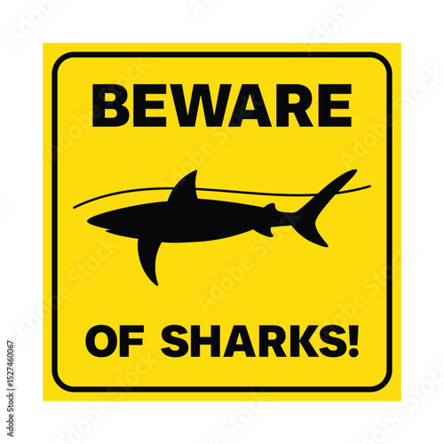 Shark swimming road sign template, Vector illustration beware sharks symbol