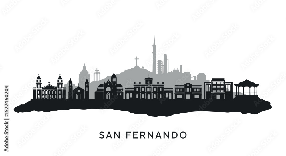 Obraz premium San Fernando City Silhouette with Trinidad Tobago.