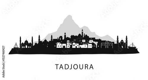 Tadjoura Silhouette Skyline vector.