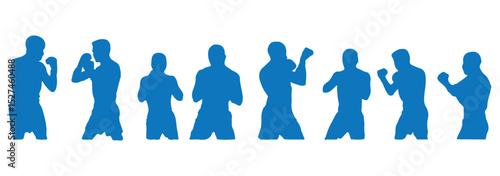 Set of vector illustrations of men's boxing silhouettes