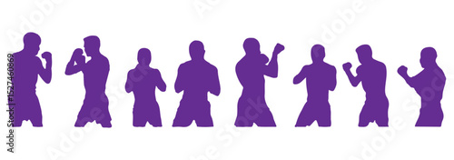 Silhouette set of mixed martial art mma fighter. Muay thai, wrestling, jujitsu, kick boxing, taekwondo and boxing. Vector illustration