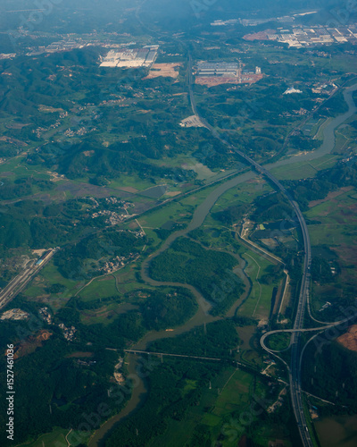 aerial view of the road
