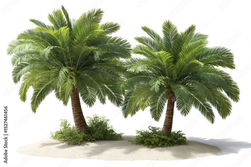 Fototapeta premium Lush Tropical Palm Trees on a Sandy Beach AI-Generated Image