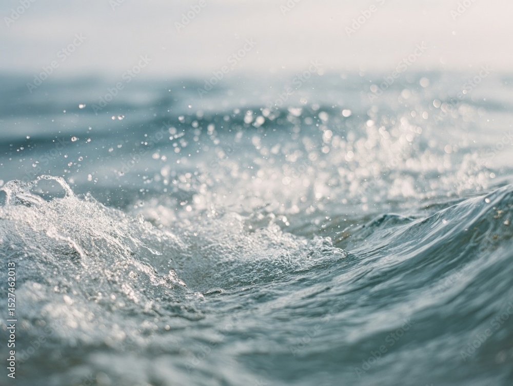 Fototapeta premium Sparkling ocean water creates small waves on sunny day