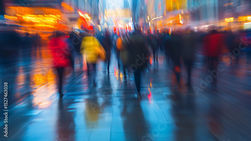 Wallpaper Mural a crowd of people on the street in the winter season, cold weather, people in motion are blurred abstractly Torontodigital.ca