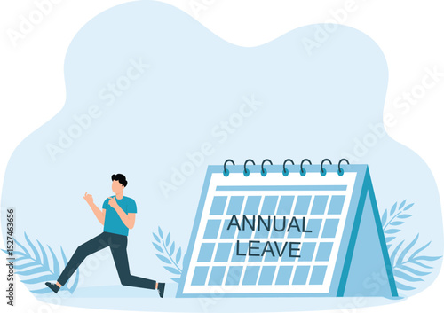 Annual leave and take day off or vacation to rest and relax from hard work, time or schedule reminder of annual leave concept
