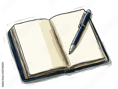 Notebook and pen vector art