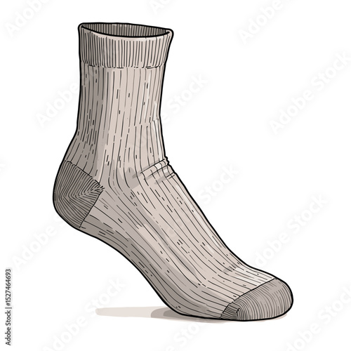 Light gray sock with a textured design on a neutral background  