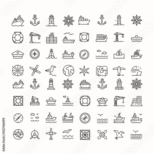 Collection of world maritime day thin line icon. world maritime day vector icons. editable stroke